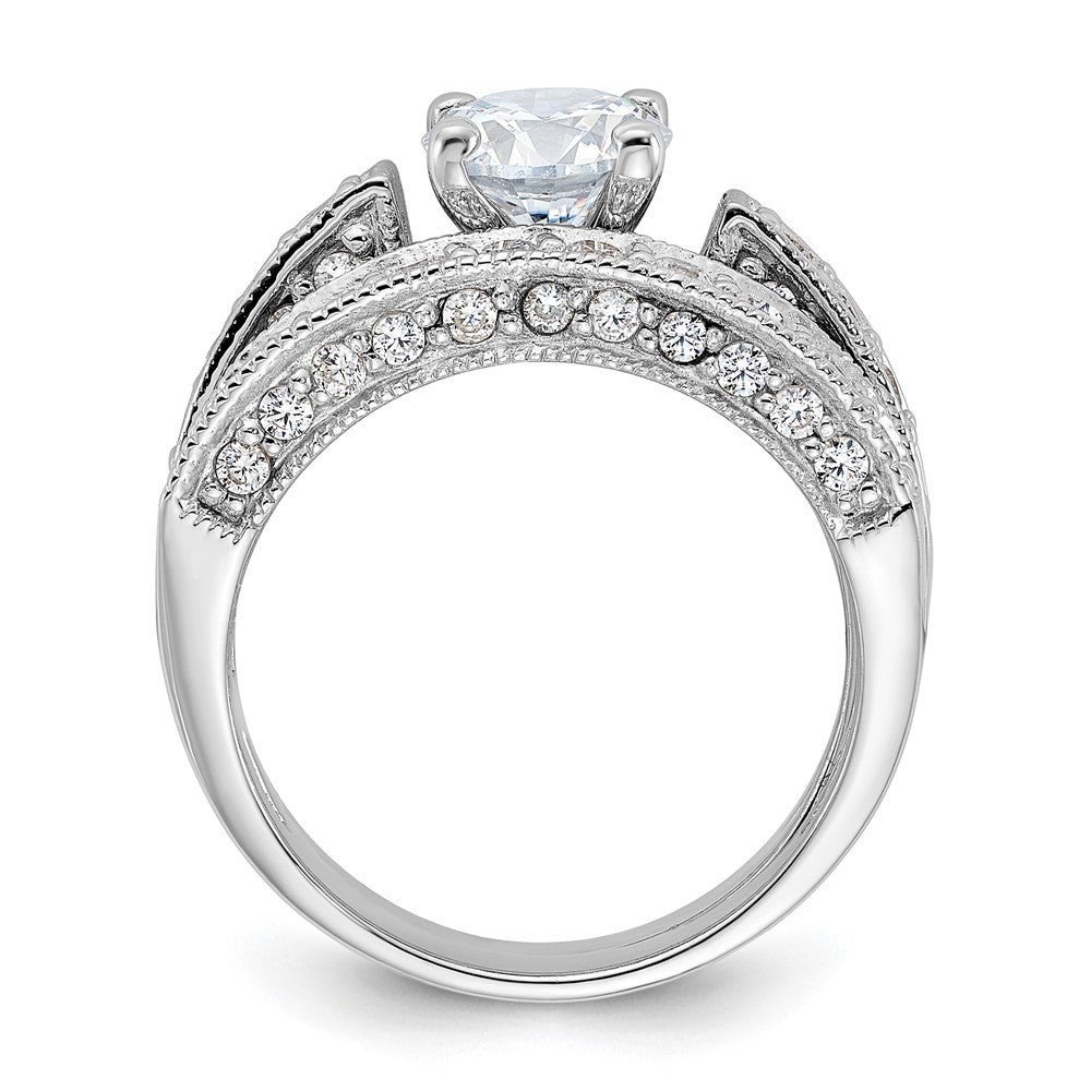 Sterling Silver Rhodium Plated 2 Piece Cz Wedding Set Ring