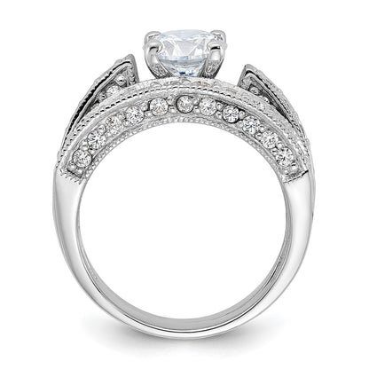 Sterling Silver Rhodium Plated 2 Piece Cz Wedding Set Ring