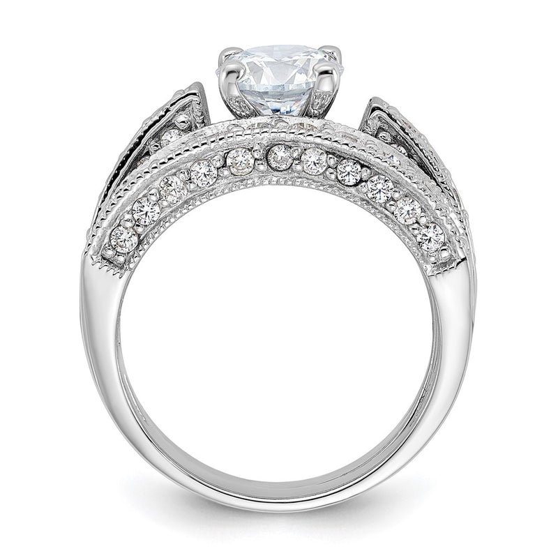 Sterling Silver Rhodium Plated 2 Piece Cz Wedding Set Ring