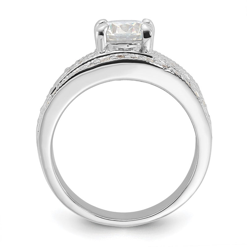 Sterling Silver Rhodium Plated 2 Piece Cz Wedding Set Ring