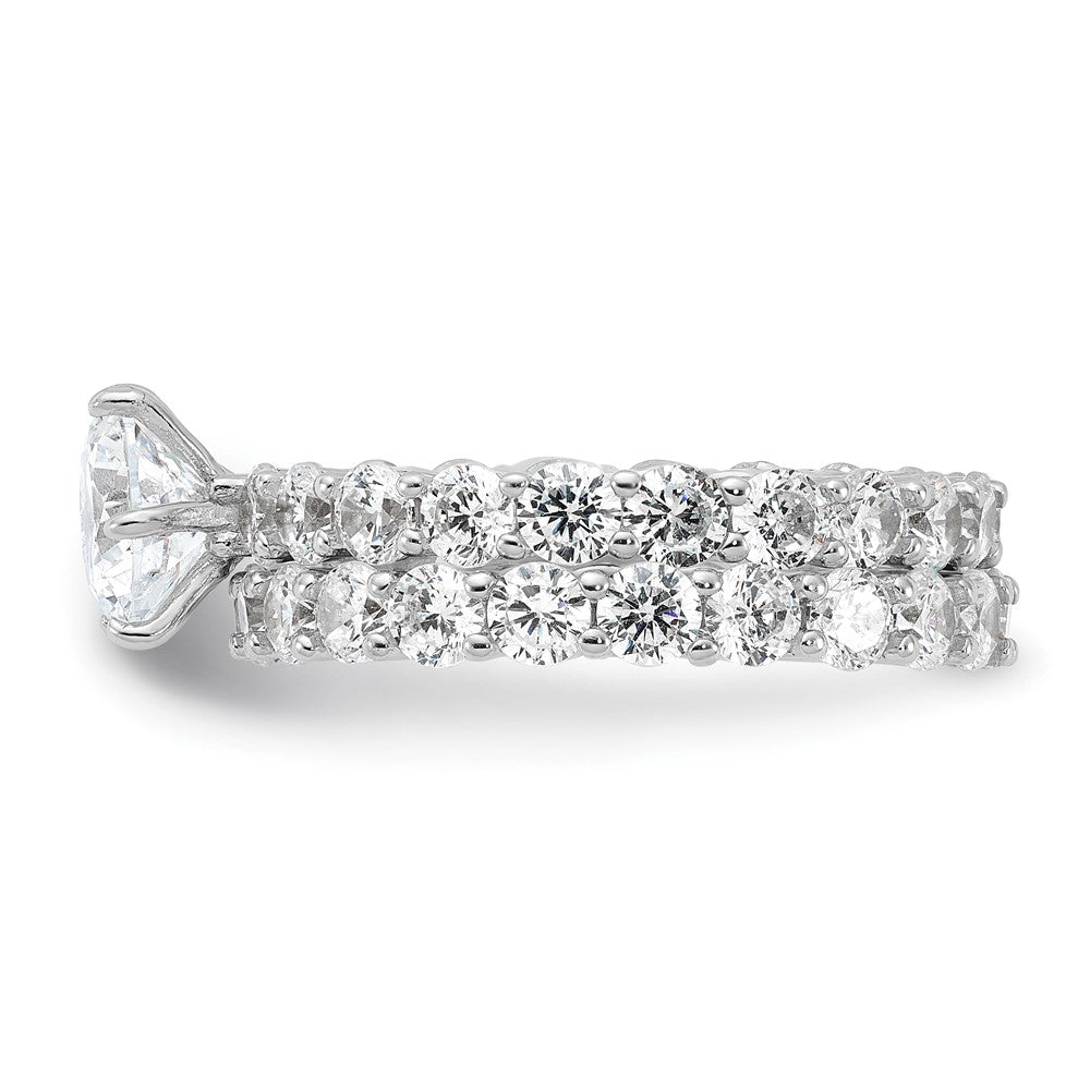 Sterling Silver Rhodium Plated Cz 2 Piece Wedding Set Ring