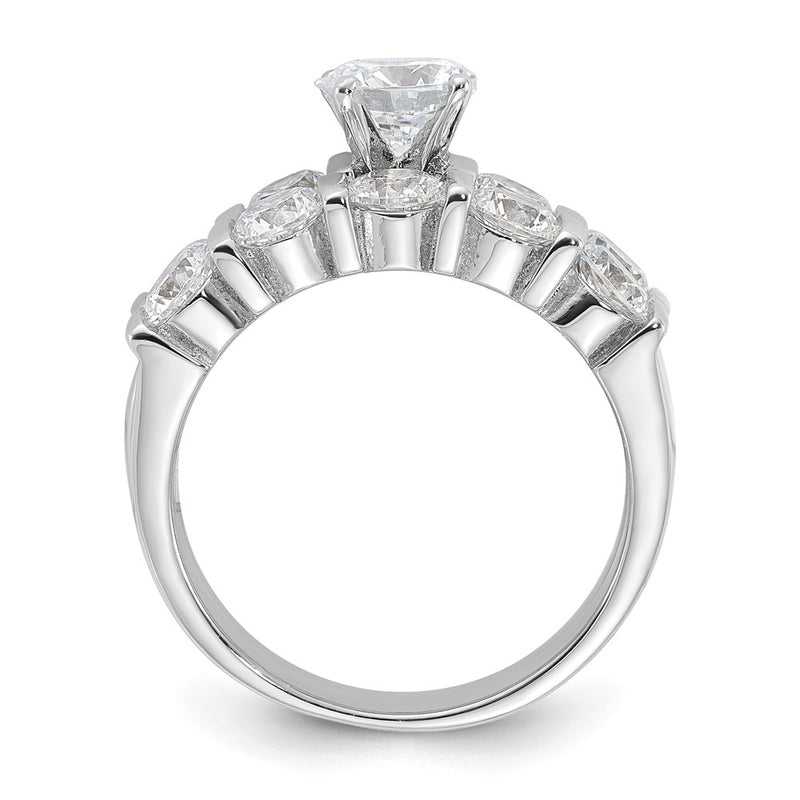 Sterling Silver Rhodium Plated Cz Engagement Ring And Wedding Band Two Piece Set