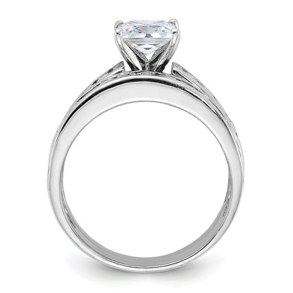 Sterling Silver Rhodium Plated 2 Piece Cz Size 6 Wedding Set Ring