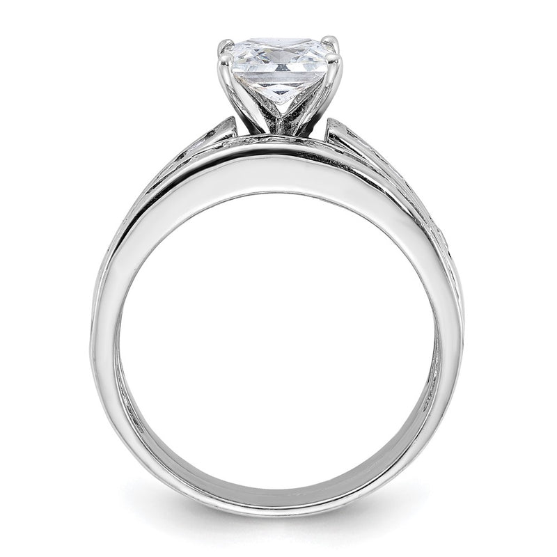 Sterling Silver Rhodium Plated 2 Piece Cz Size 6 Wedding Set Ring