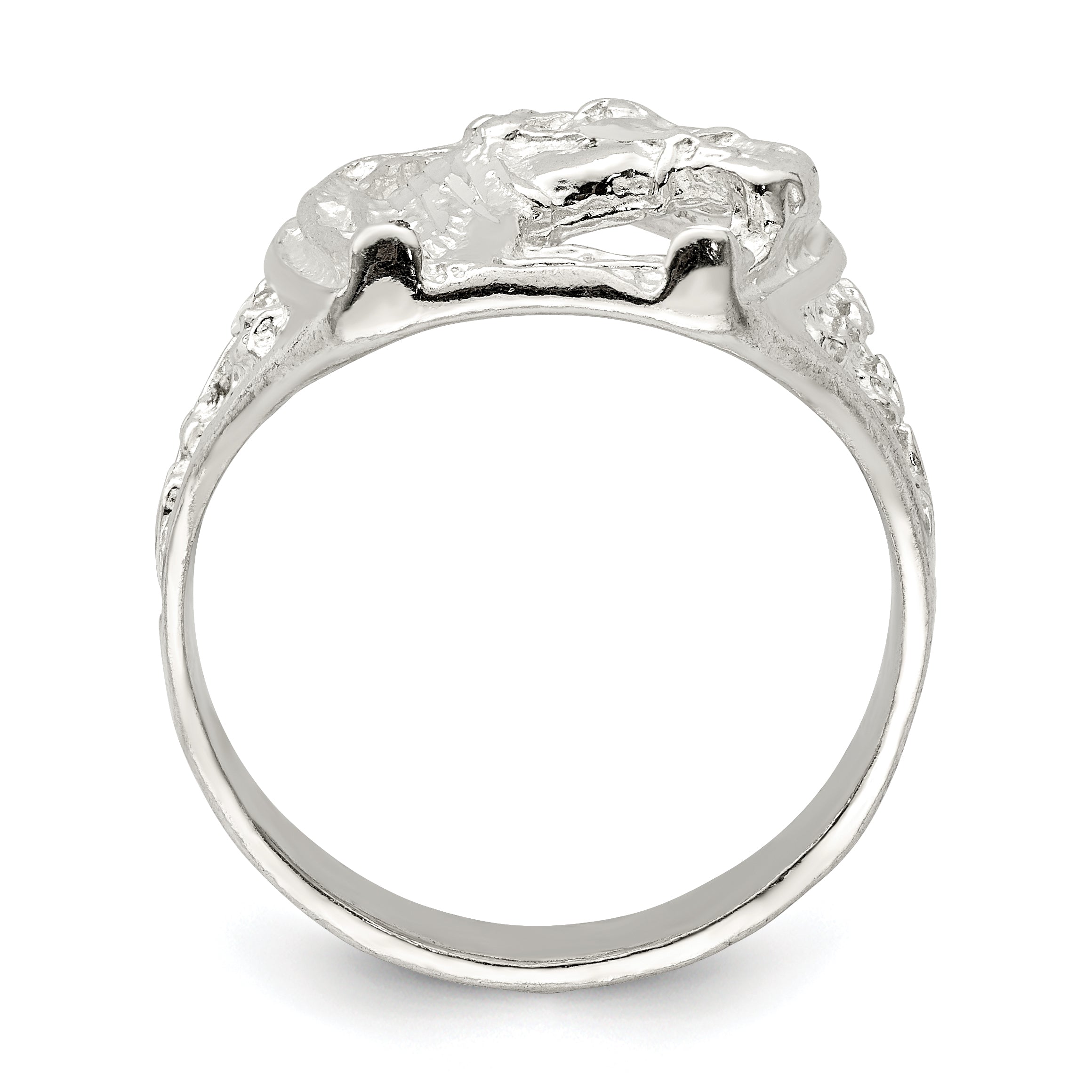 Sterling Silver Horseshoe With Horse Head Ring