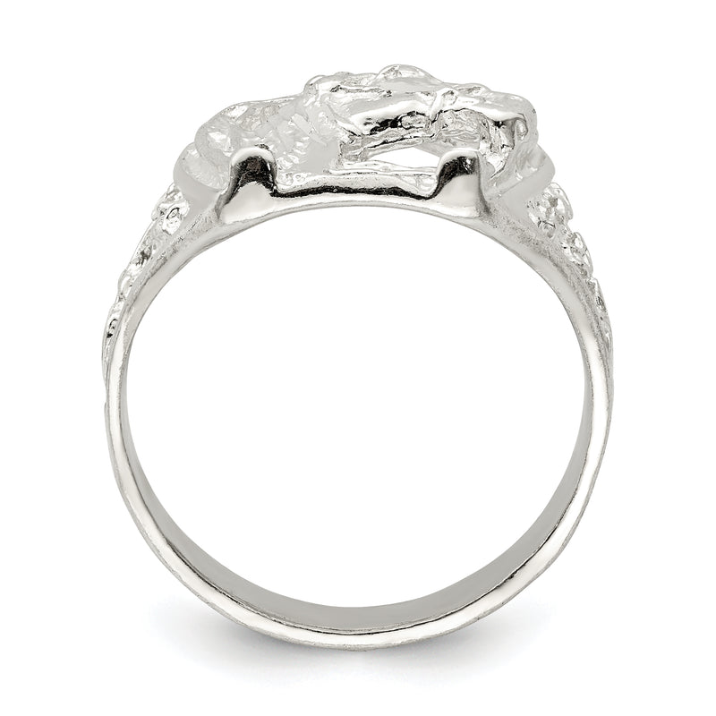 Sterling Silver Horseshoe With Horse Head Ring