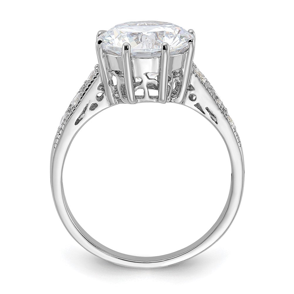 Sterling Silver Rhodium Plated Cz Ring