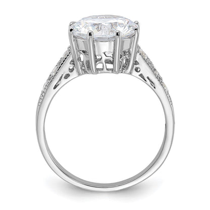 Sterling Silver Rhodium Plated Cz Ring