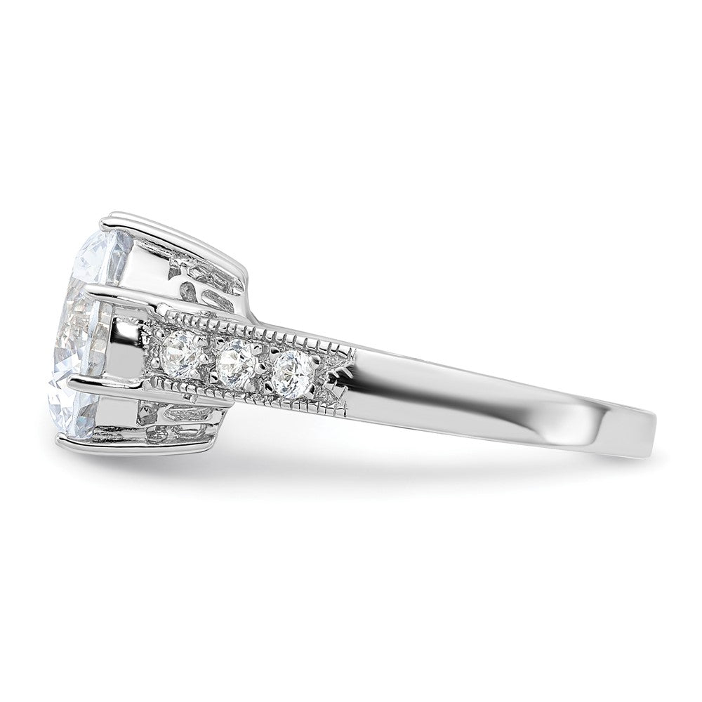 Sterling Silver Rhodium Plated Cz Ring