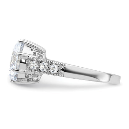 Sterling Silver Rhodium Plated Cz Ring