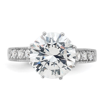 Sterling Silver Rhodium Plated Cz Ring