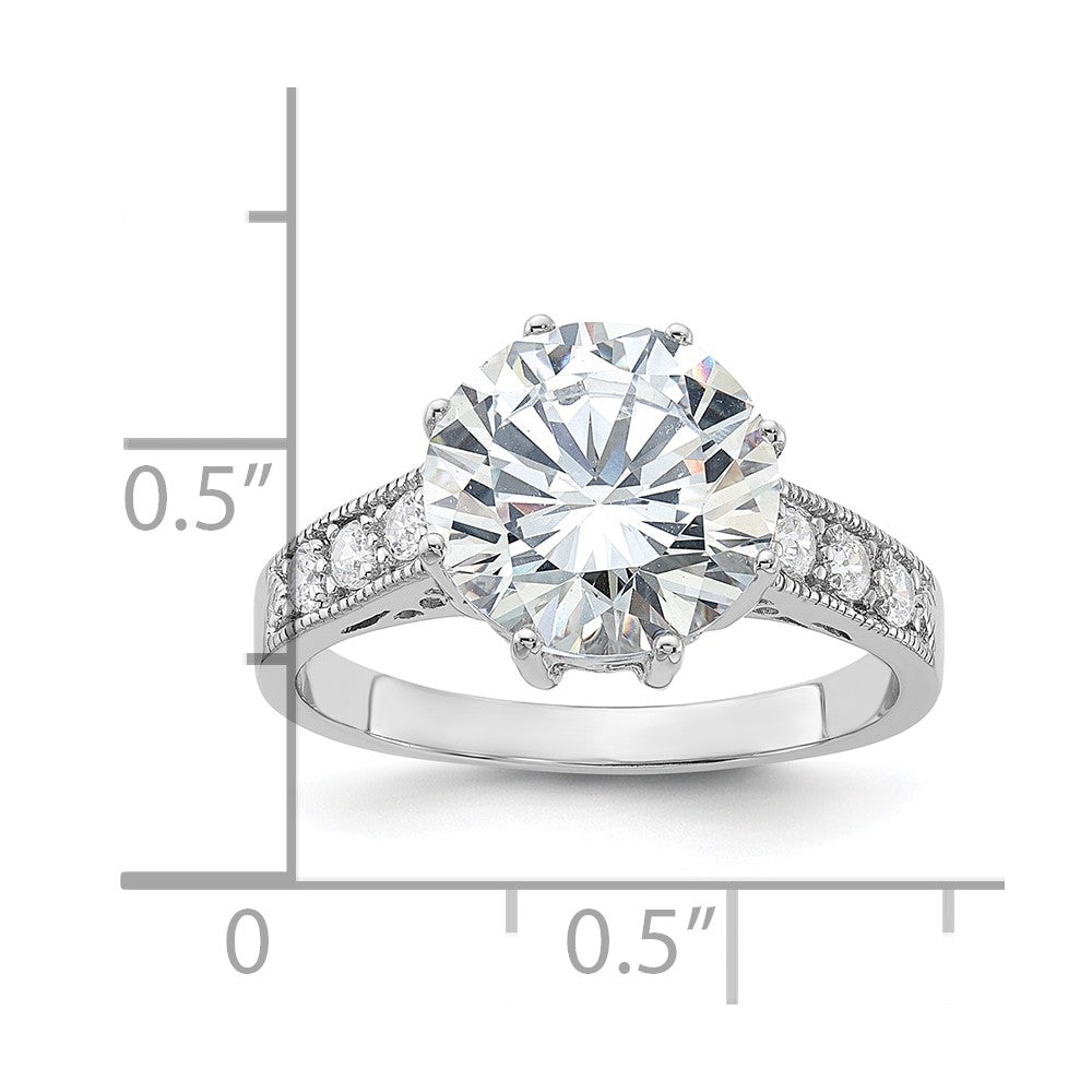 Sterling Silver Rhodium Plated Cz Ring