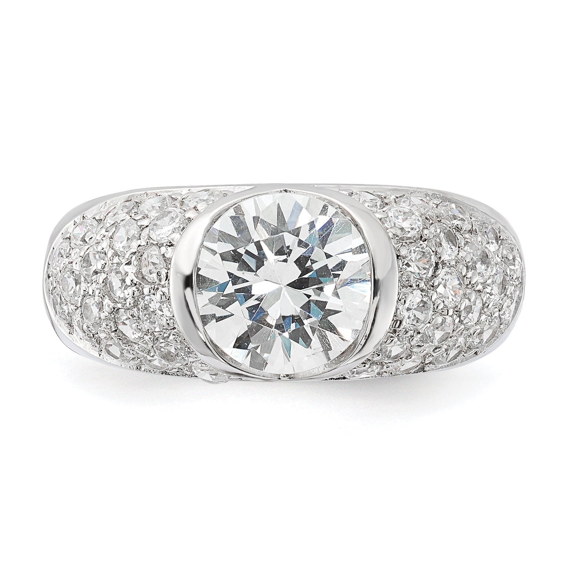 Sterling Silver Cz Domed Ring
