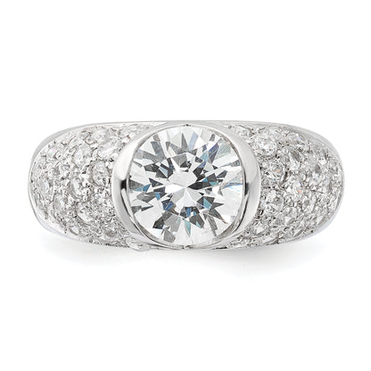 Sterling Silver Cz Domed Ring