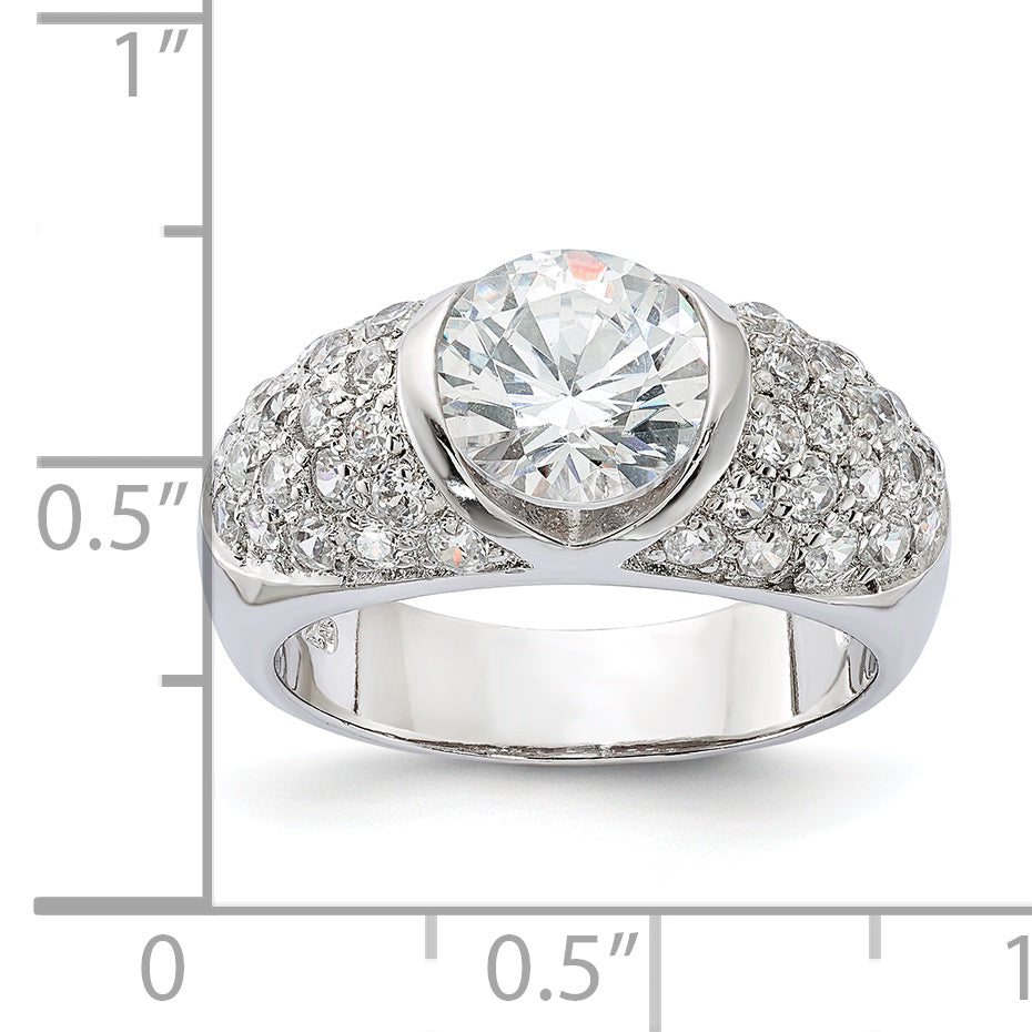 Sterling Silver Cz Domed Ring
