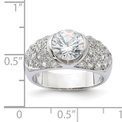 Sterling Silver Cz Domed Ring