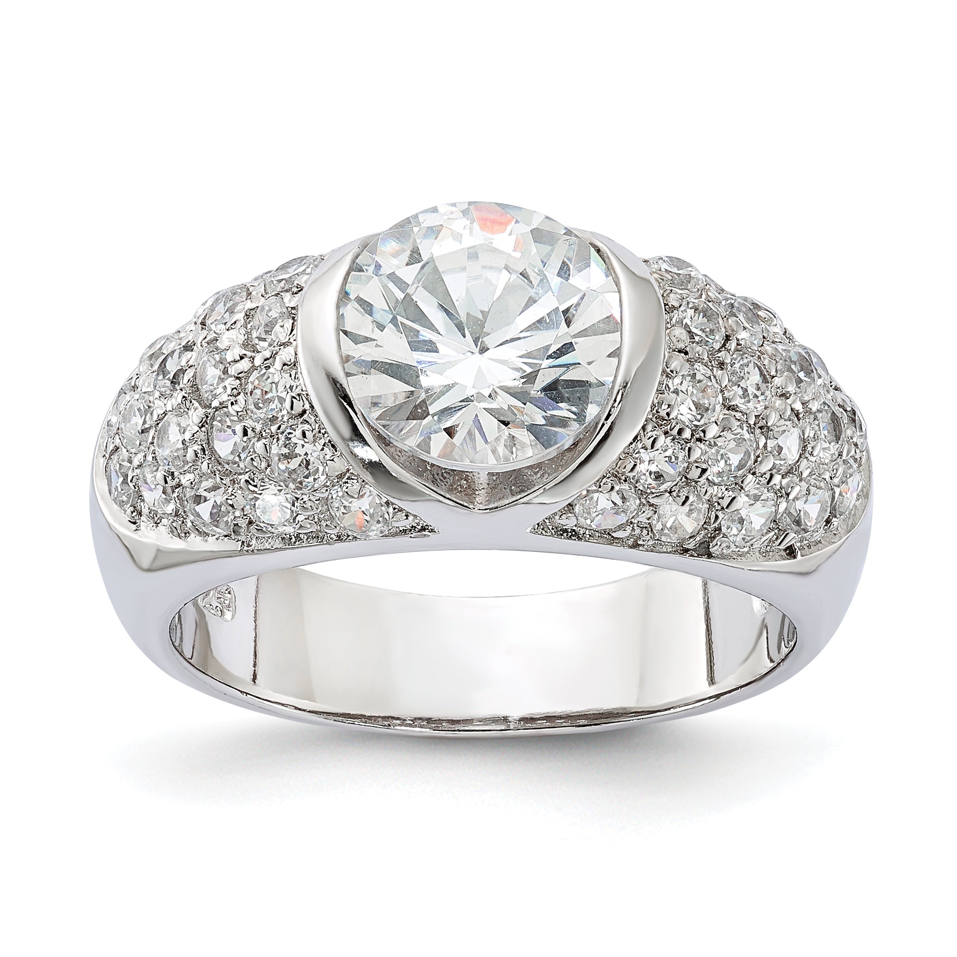 Sterling Silver Cz Domed Ring