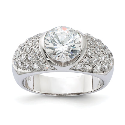 Sterling Silver Cz Domed Ring