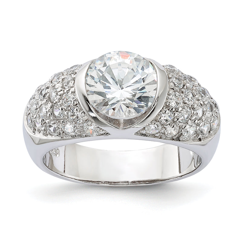 Sterling Silver Cz Domed Ring