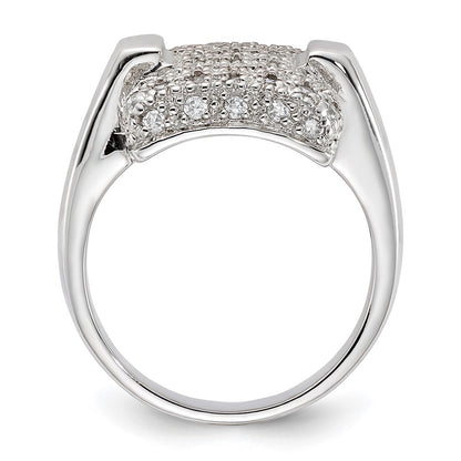 Sterling Silver Pave Cz Square Ring (Size 7 Only)