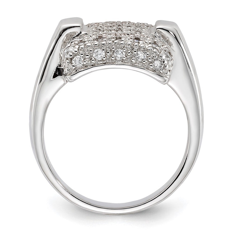 Sterling Silver Pave Cz Square Ring (Size 7 Only)