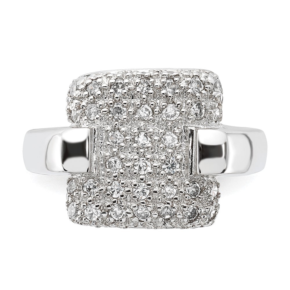 Sterling Silver Pave Cz Square Ring (Size 7 Only)