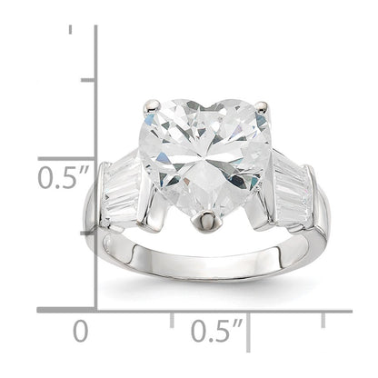 Sterling Silver Cz Heart Ring (Size 7 Only)