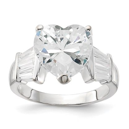 Sterling Silver Cz Heart Ring (Size 7 Only)
