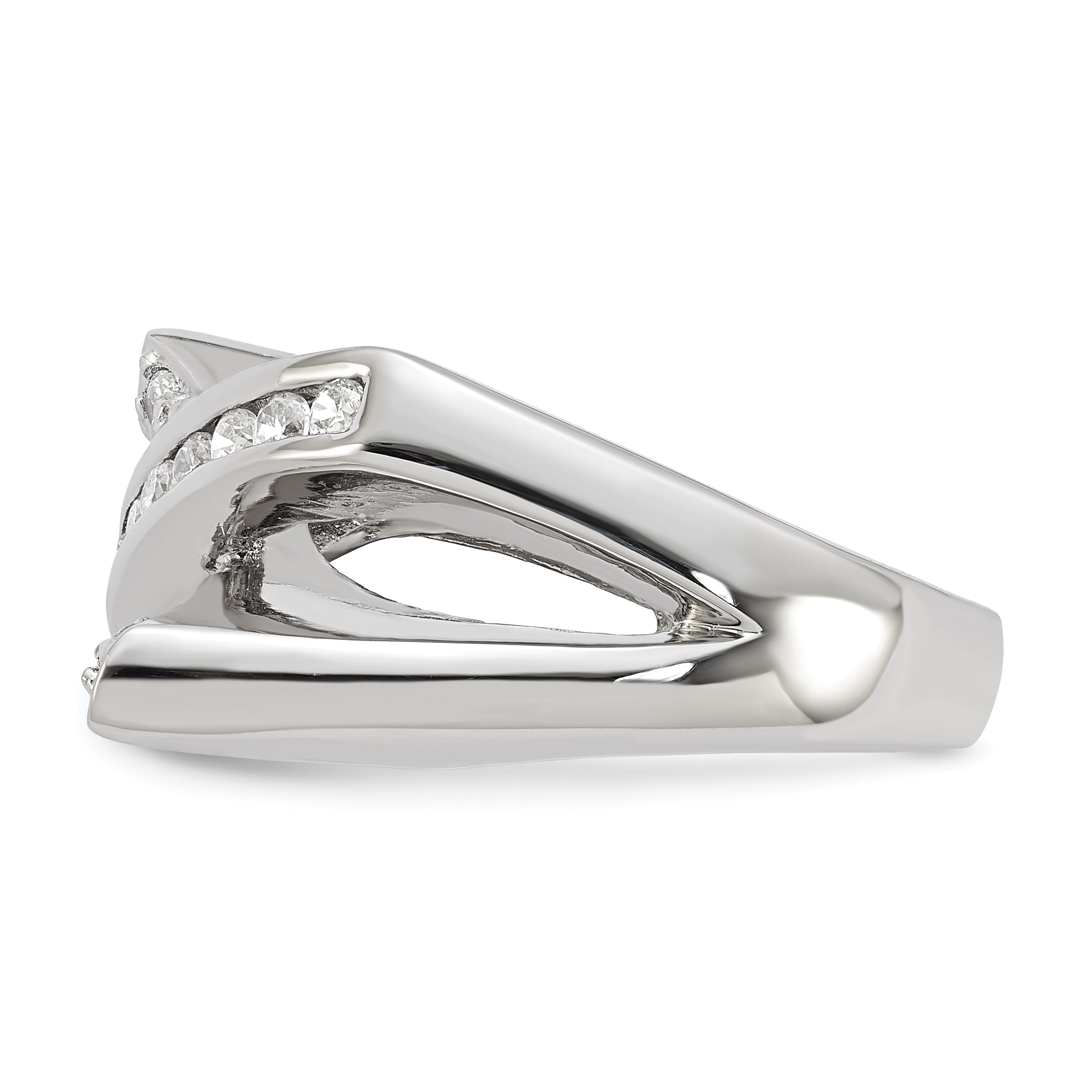 Sterling Silver Cz X Ring