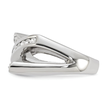 Sterling Silver Cz X Ring