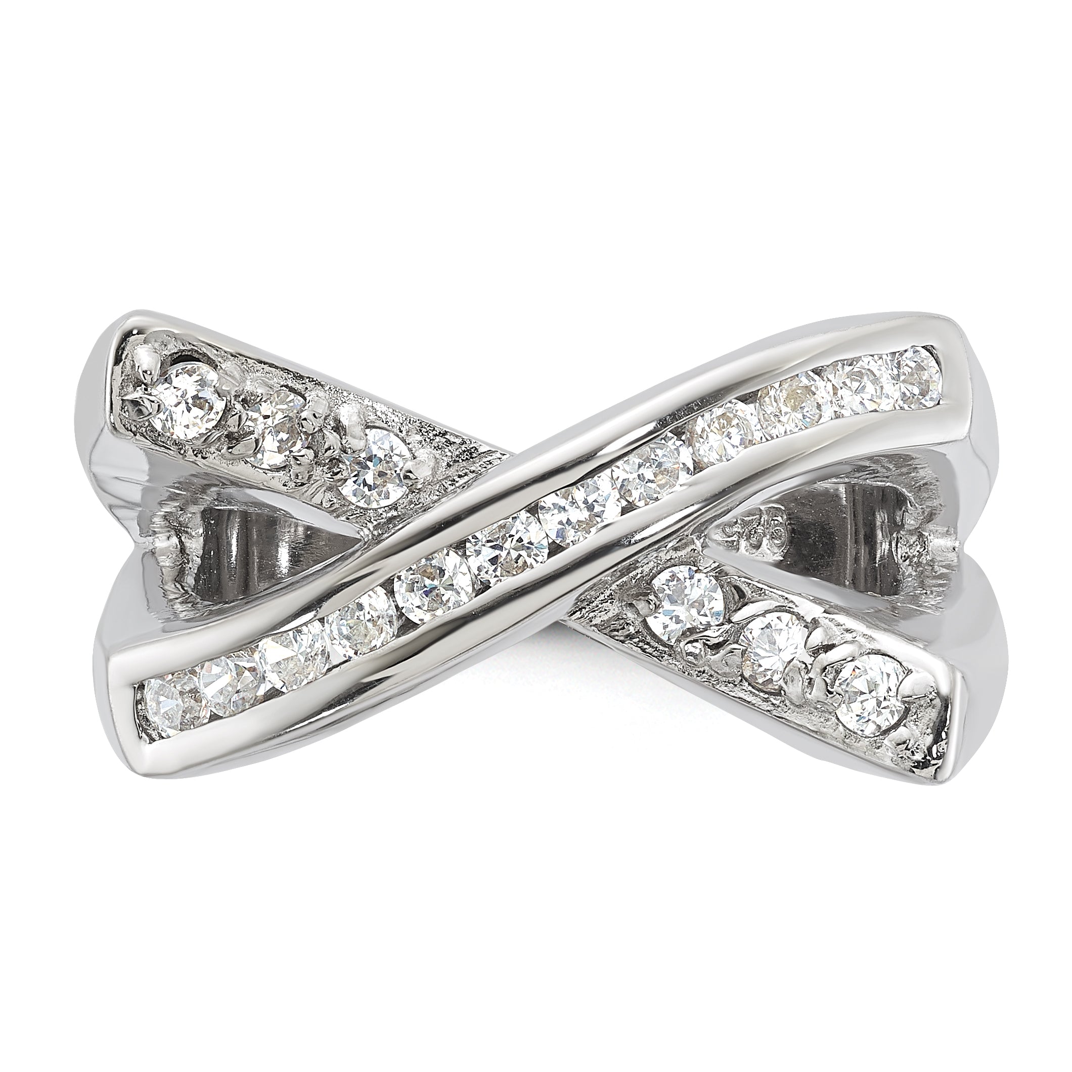 Sterling Silver Cz X Ring