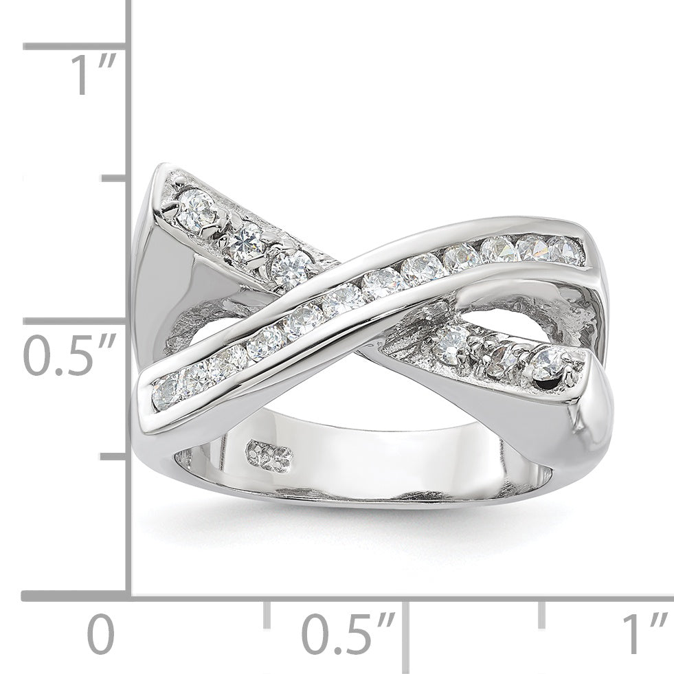 Sterling Silver Cz X Ring