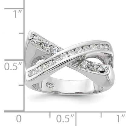 Sterling Silver Cz X Ring