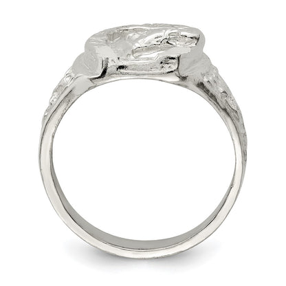 Sterling Silver Horseshoe With Horse Head Ring