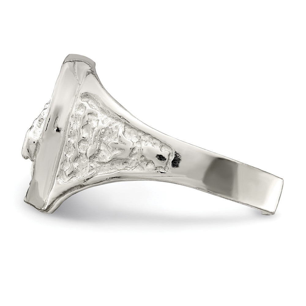 Sterling Silver Horseshoe With Horse Head Ring