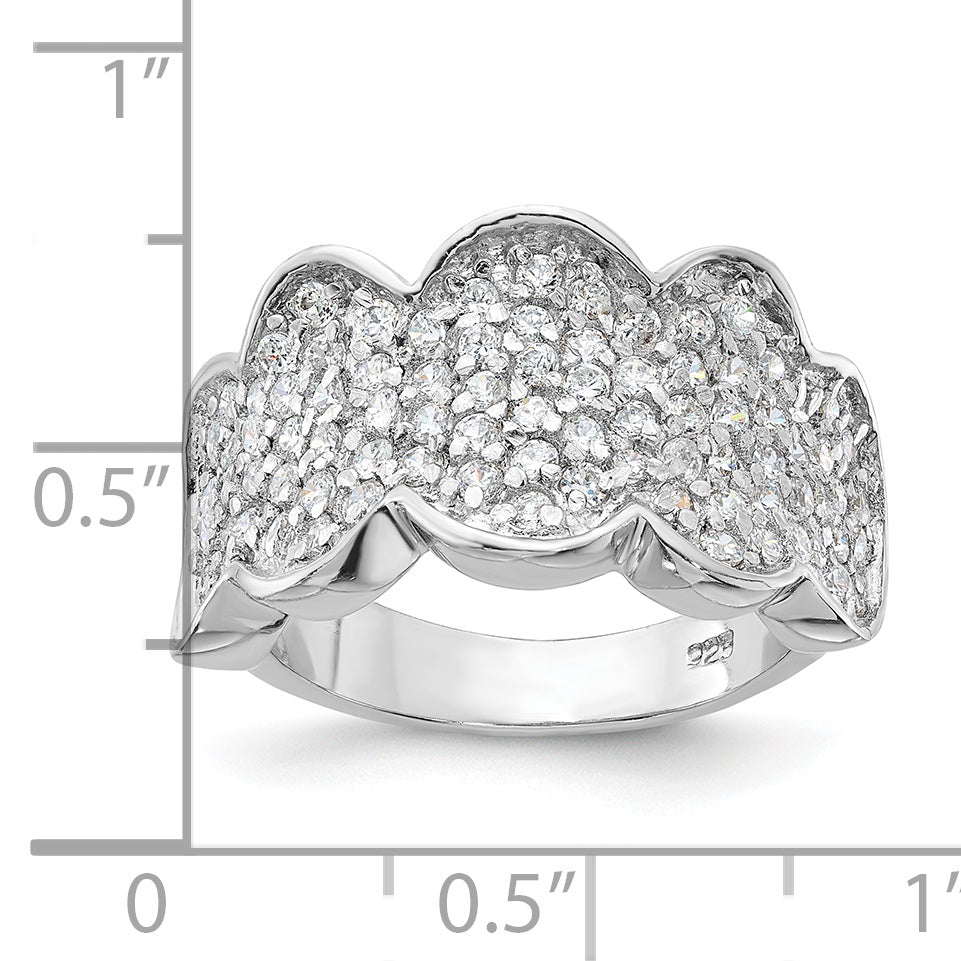 Sterling Silver Fancy Cz Cluster Ring