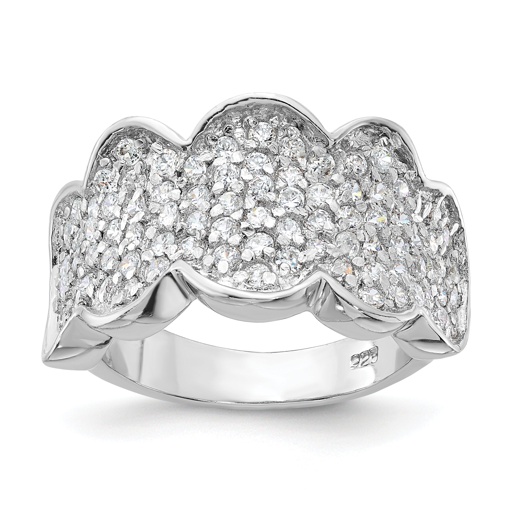 Sterling Silver Fancy Cz Cluster Ring
