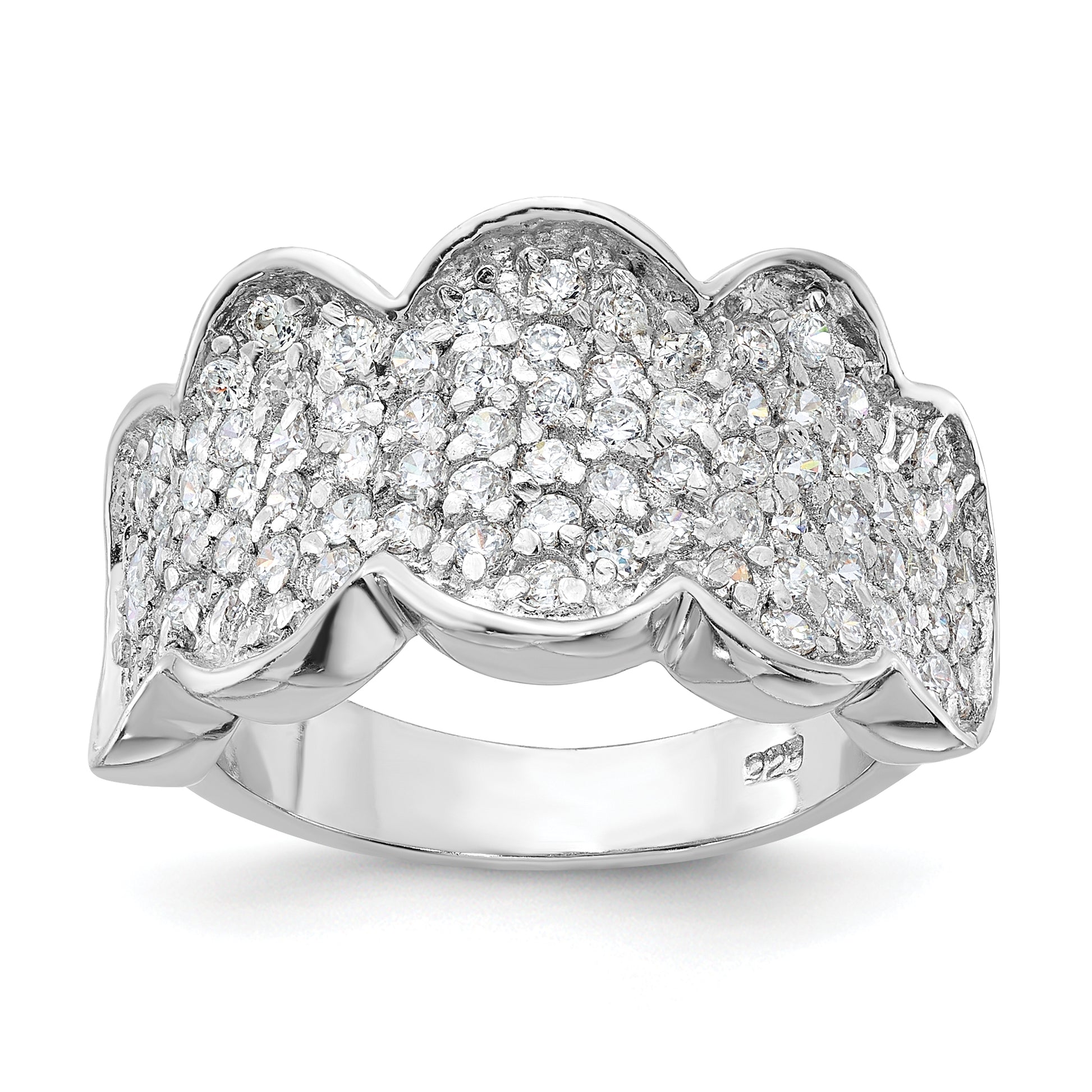 Sterling Silver Fancy Cz Cluster Ring