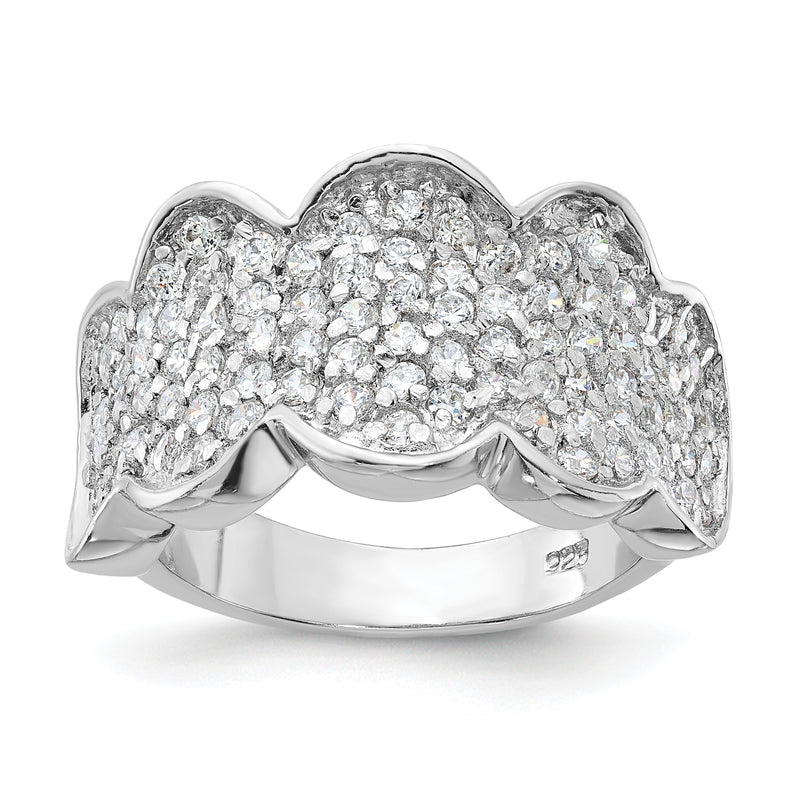 Sterling Silver Fancy Cz Cluster Ring