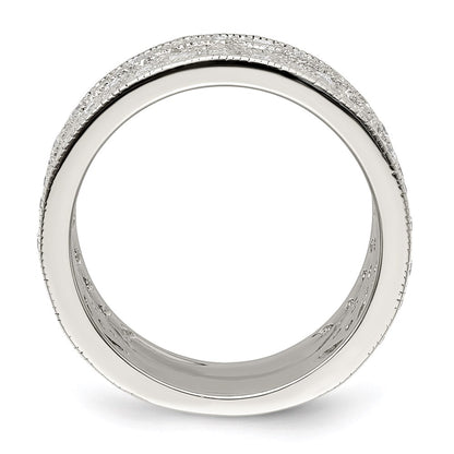 Sterling Silver Rhodium Plated Polished Cz Vintage Ring