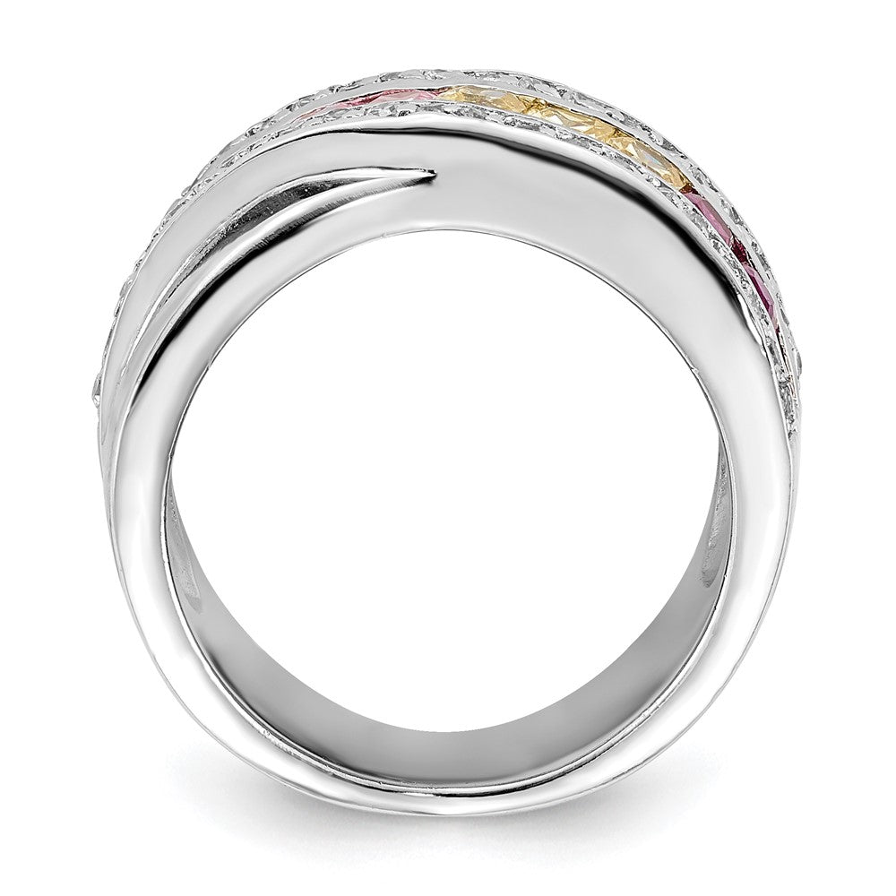 Sterling Silver Multi Color Cz Ring (Size 8 Only)