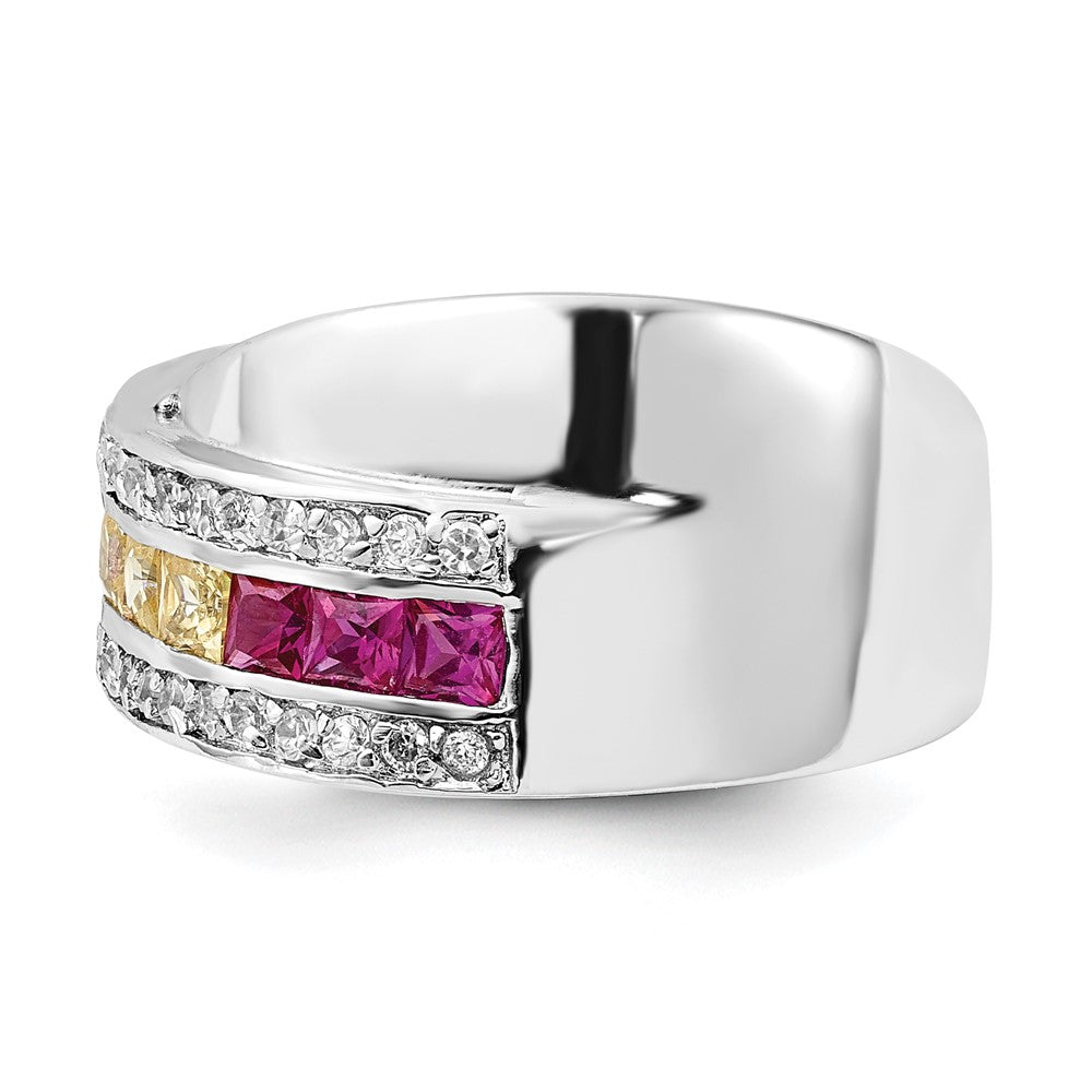Sterling Silver Multi Color Cz Ring (Size 8 Only)
