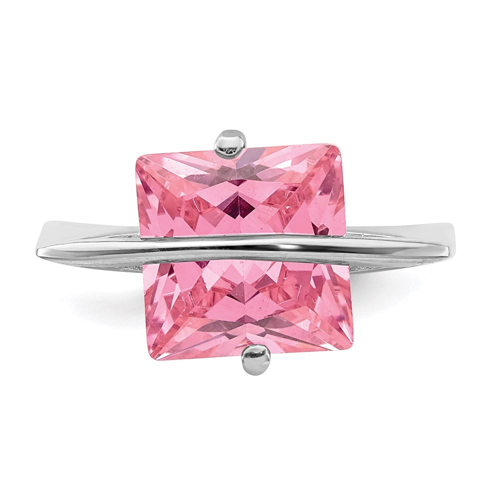 Sterling Silver Pink Cz Ring (Size 6 Only)