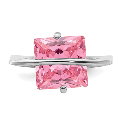 Sterling Silver Pink Cz Ring (Size 6 Only)