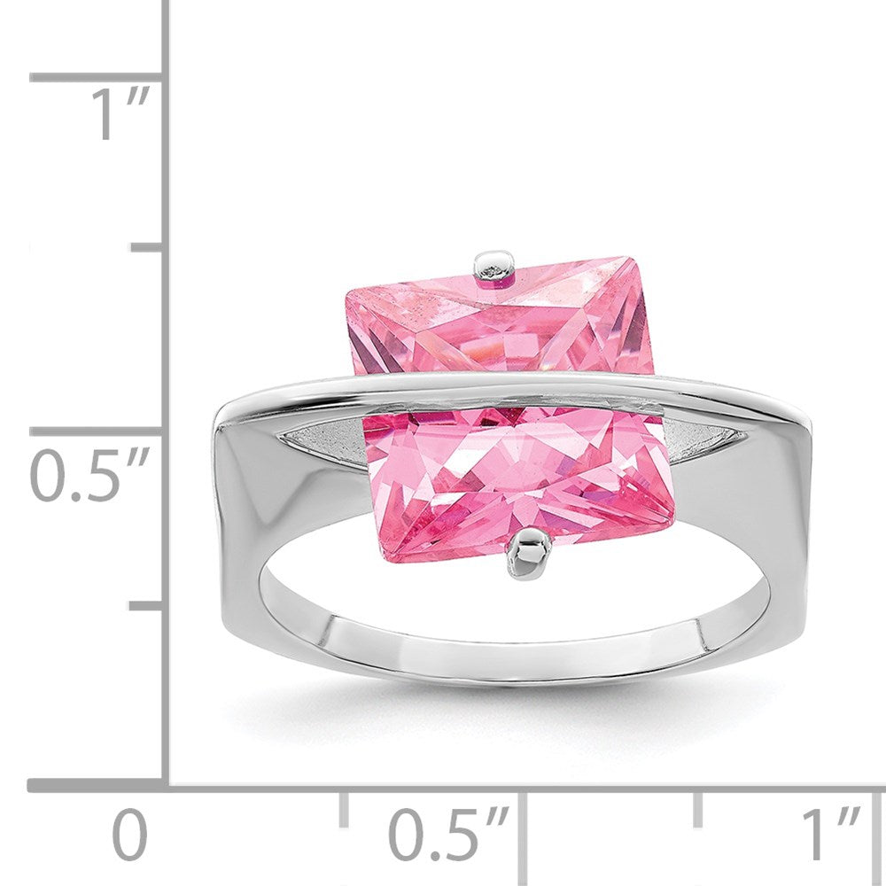 Sterling Silver Pink Cz Ring (Size 6 Only)
