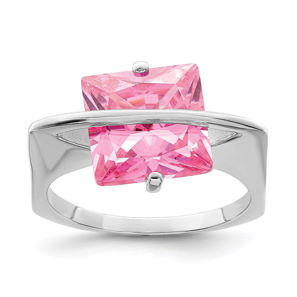 Sterling Silver Pink Cz Ring (Size 6 Only)