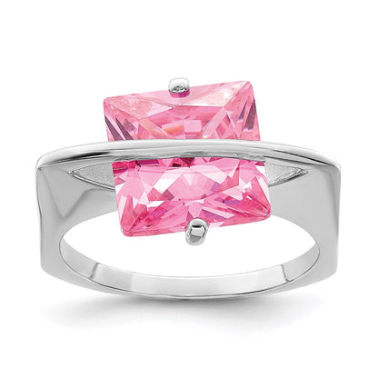 Sterling Silver Pink Cz Ring (Size 6 Only)