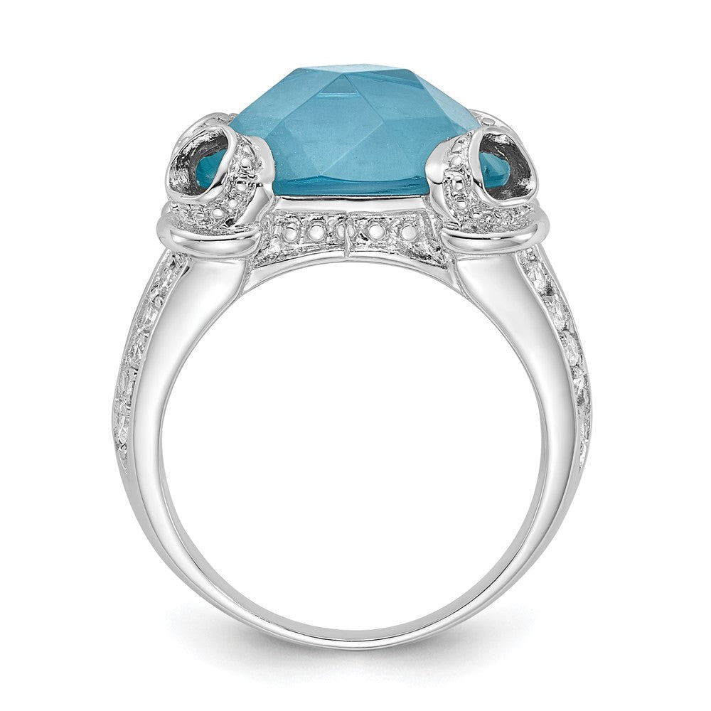 Sterling Silver Blue & Clear Cz Ring (Size 7 Only)