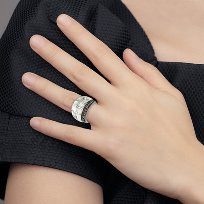 Sterling Silver Marcasite & Mother Of Pearl Ring