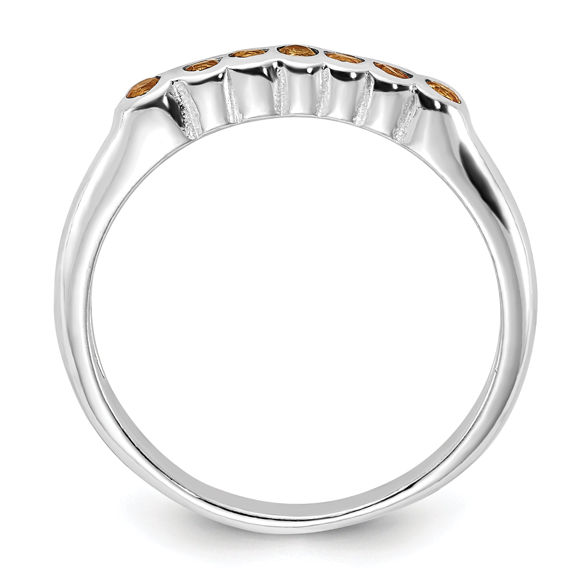 Sterling Silver Polished Yellow Cz Ring (Size 8 Only)